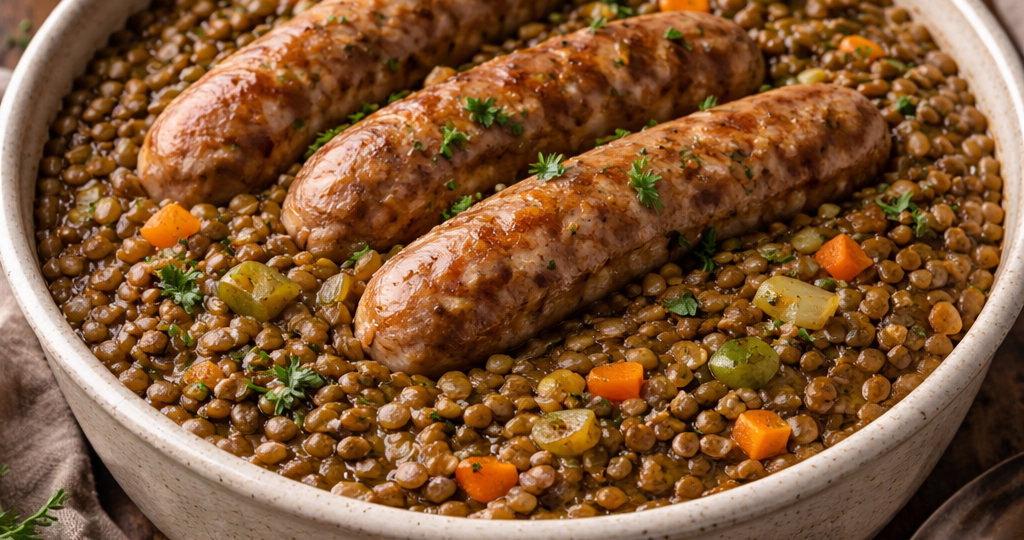 Lentilles aux saucisses au Cookeo