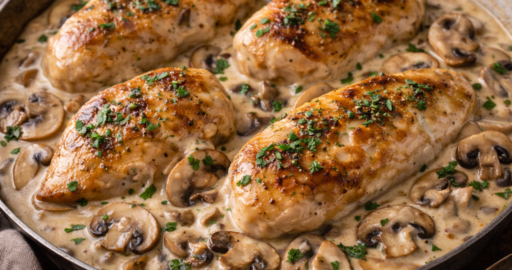 Poulet entier sauce champignons au Cookeo
